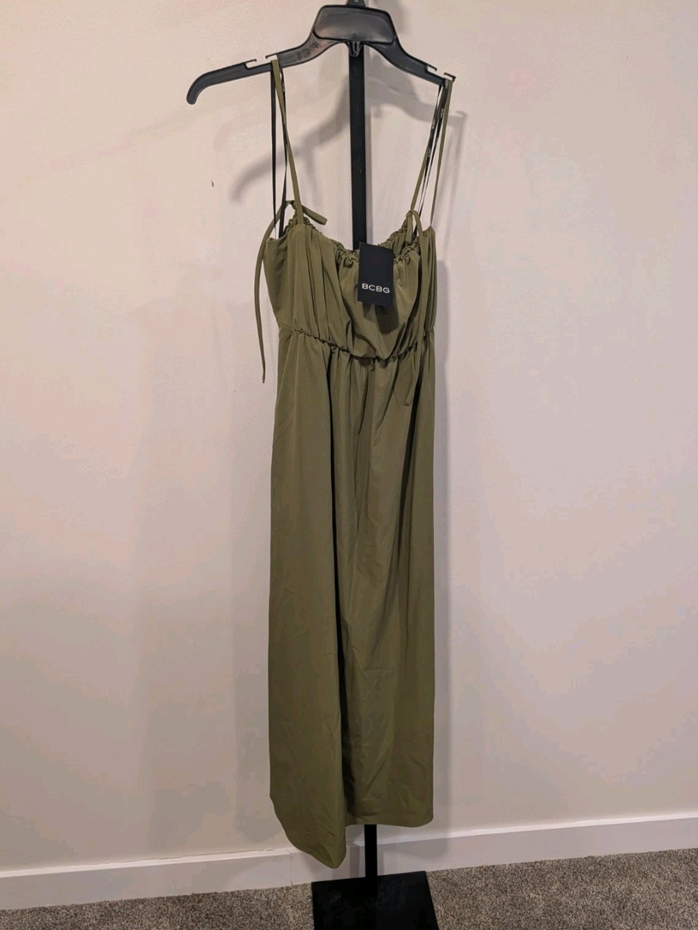 BCBG Olive Green Spaghetti-Strap Dress Size 8